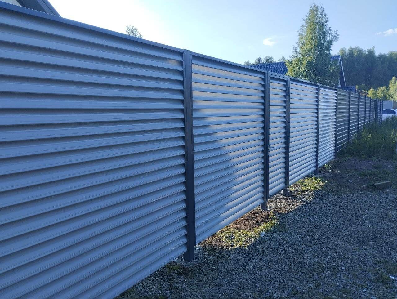 Забор из ламелей еврожалюзи 20м RAL7004 Серый в Энгельсе